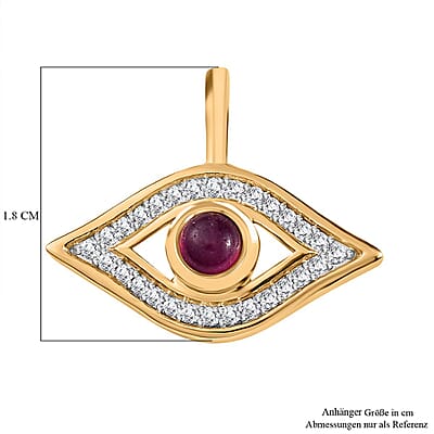 Niassa Ruby (FF) and White Zircon 0.68 ctw Pendant in Vermeil YG Over Sterling Silver