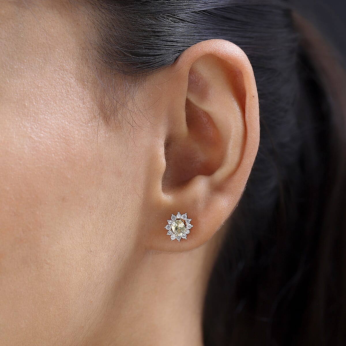 Golden Tanzanite and White Zircon Sunburst Stud Earrings in Vermeil Yellow Gold Over Sterling Silver 1.10 ctw image number 2