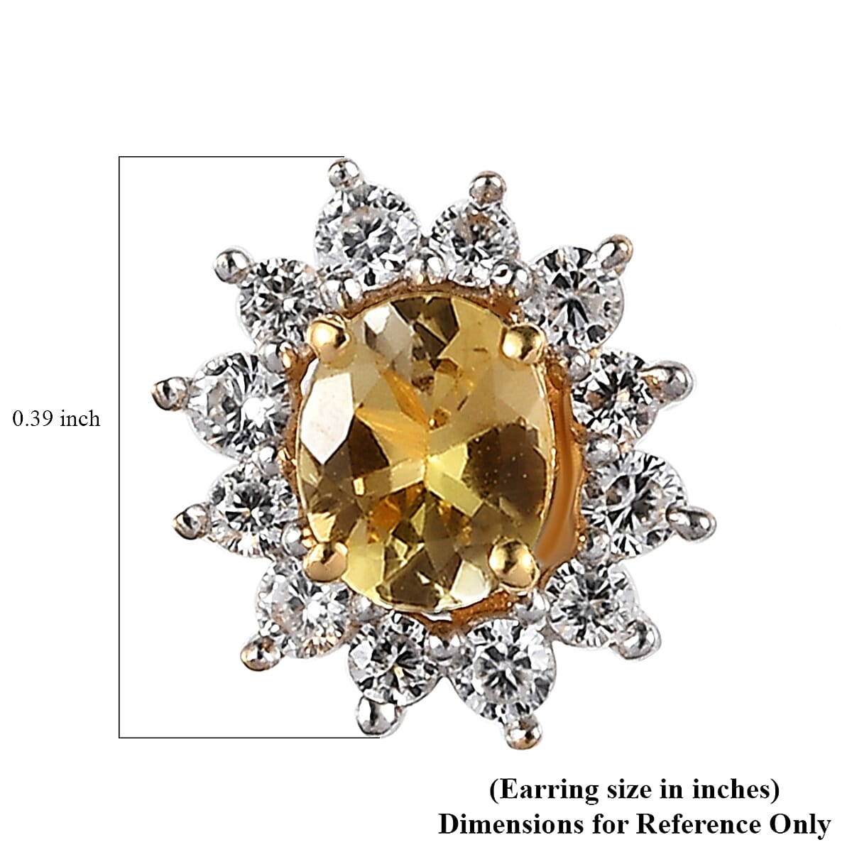 Golden Tanzanite and White Zircon Sunburst Stud Earrings in Vermeil Yellow Gold Over Sterling Silver 1.10 ctw image number 4