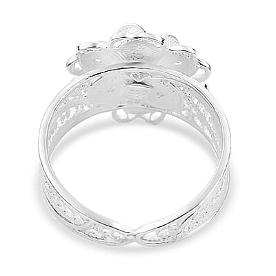 Sterling Silver Floral Ring (Size 10.0) 3.50 Grams