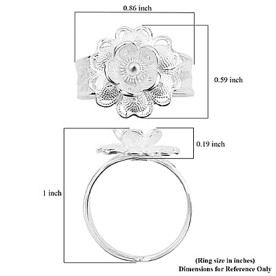 Sterling Silver Floral Ring (Size 10.0) 3.50 Grams