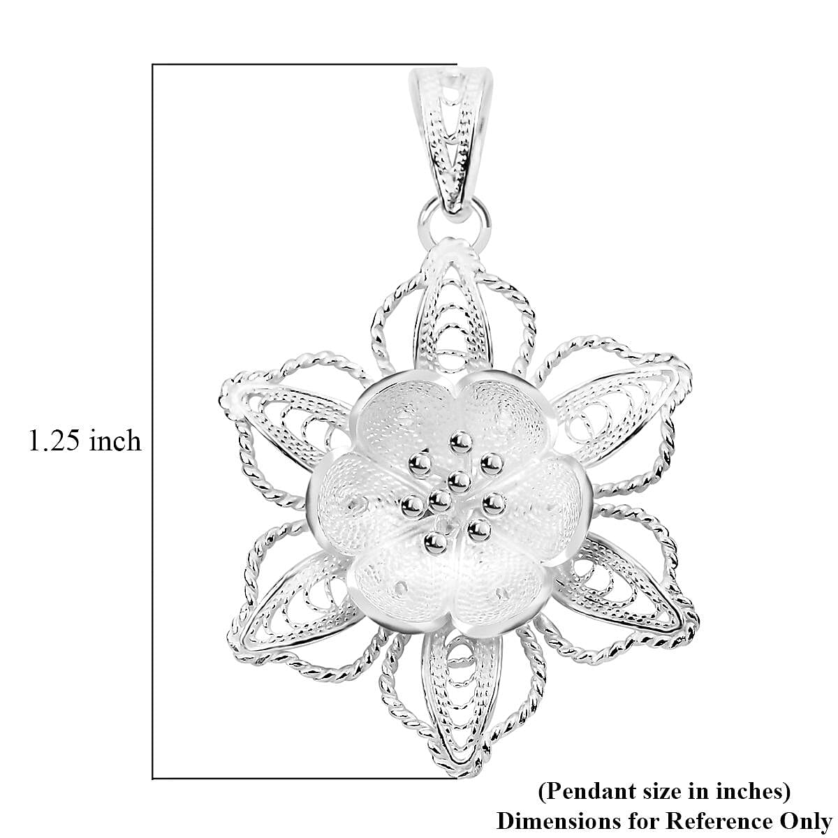 Artistry Tarakashi Collection Floral Pendant without Chain in Sterling Silver 2.05 Grams image number 5