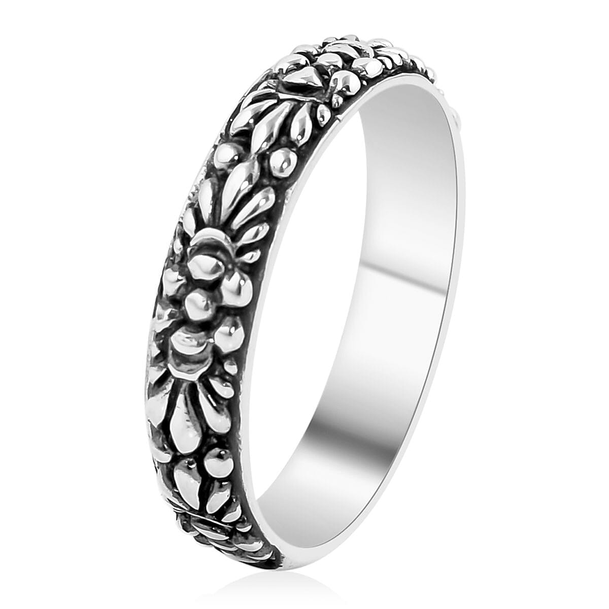 Buy Bali Legacy Sterling Silver Floral Ring (Size 5.0) 3.30 Grams at ...