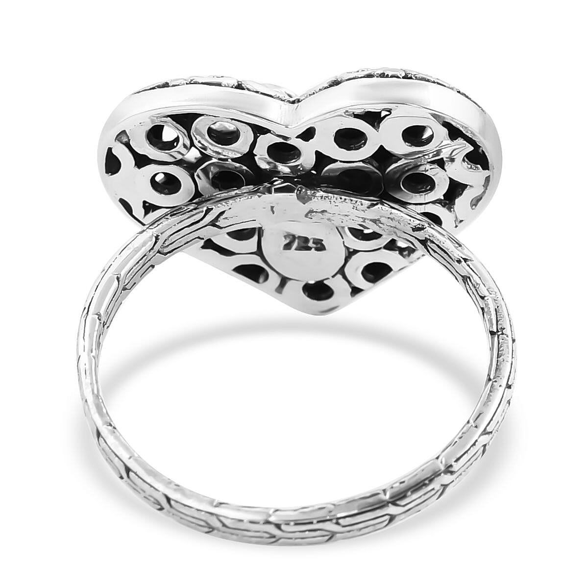 Bali Legacy Sterling Silver Double Swan Heart Ring (Size 10.0) 5.40 Grams image number 4
