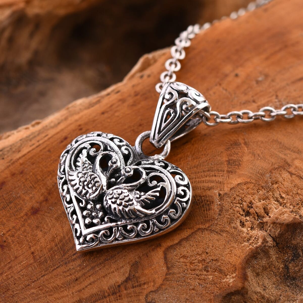 Bali Legacy Double Swan Pendant without Chain in Sterling Silver 4.60 Grams image number 1