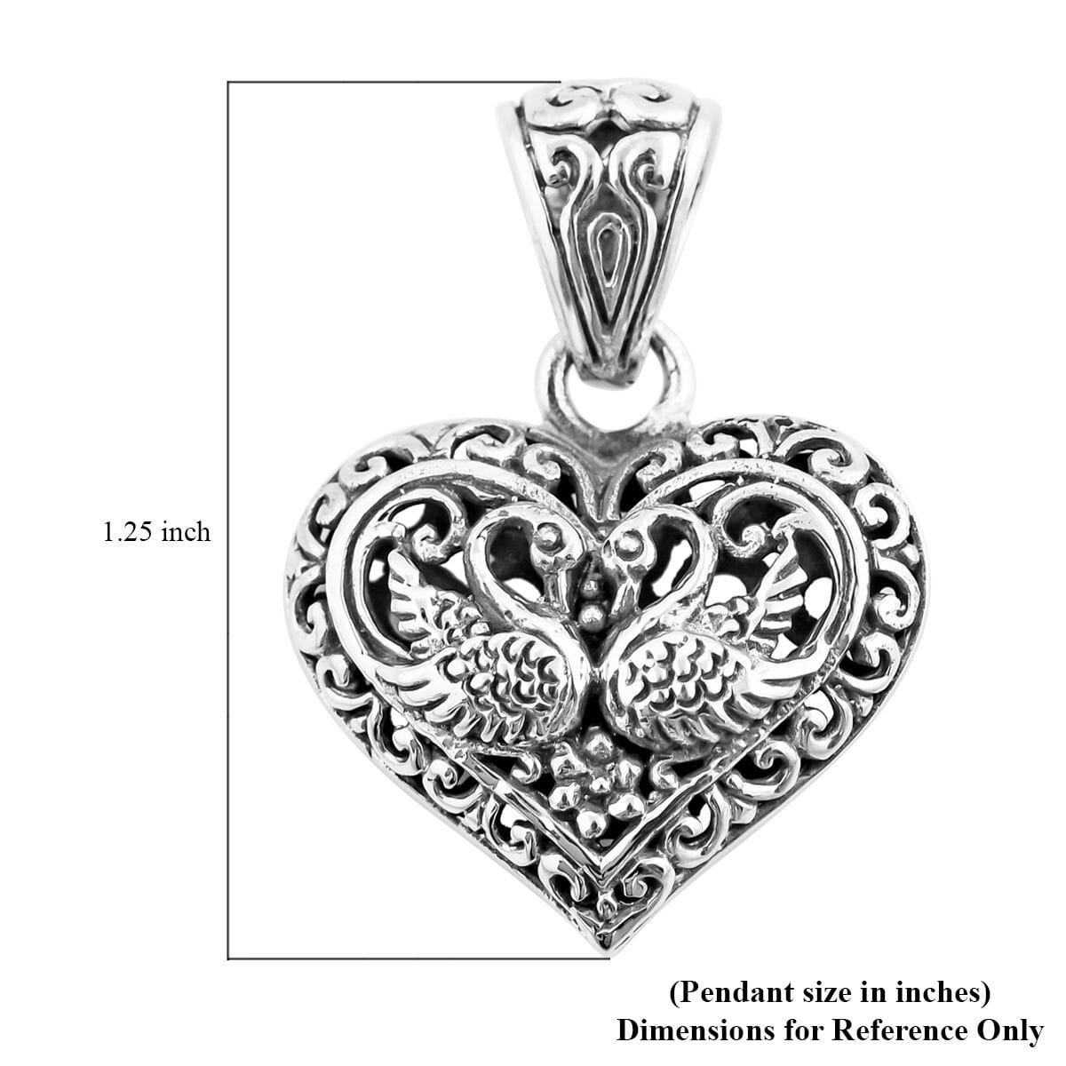 Bali Legacy Double Swan Pendant without Chain in Sterling Silver 4.60 Grams image number 5