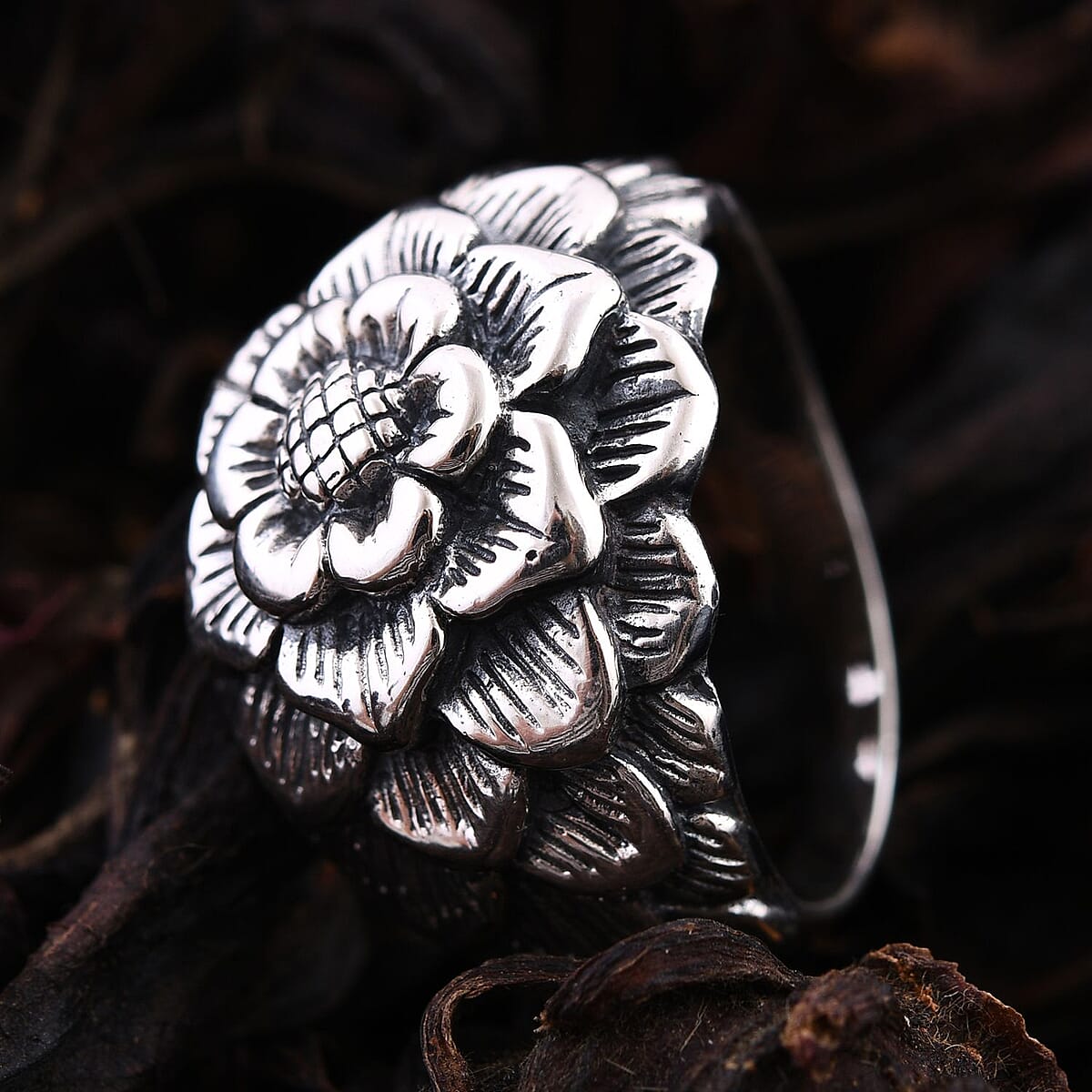 Bali Legacy Floral Ring in Sterling Silver (Size 10.0) 10.15 Grams image number 1