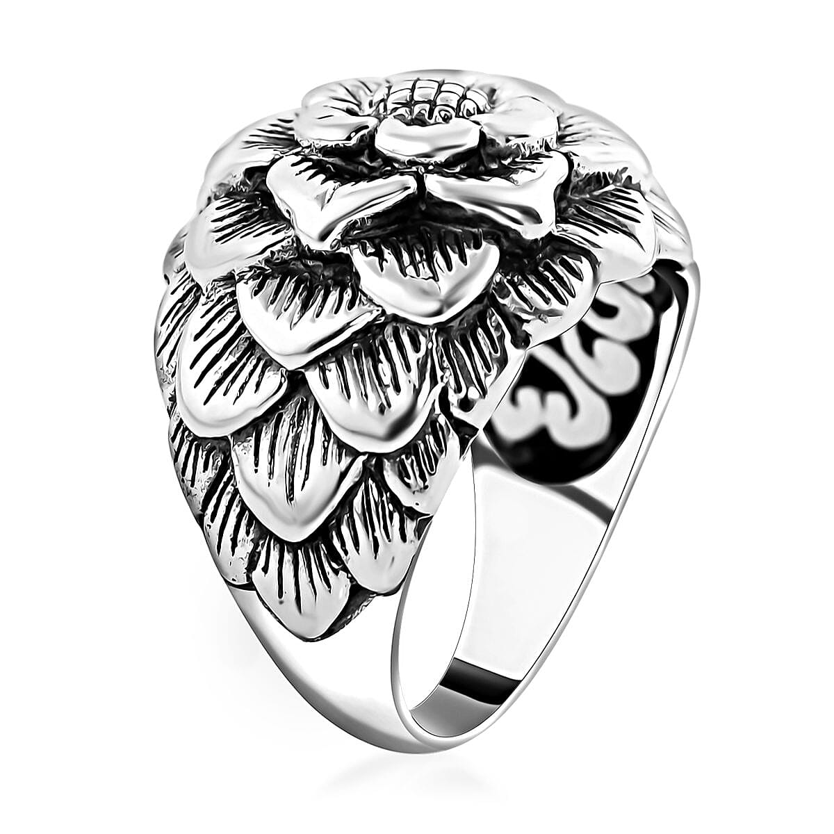 Bali Legacy Floral Ring in Sterling Silver (Size 10.0) 10.15 Grams image number 3