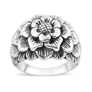 Bali Legacy Floral Ring in Sterling Silver (Size 7.0) 10.15 Grams