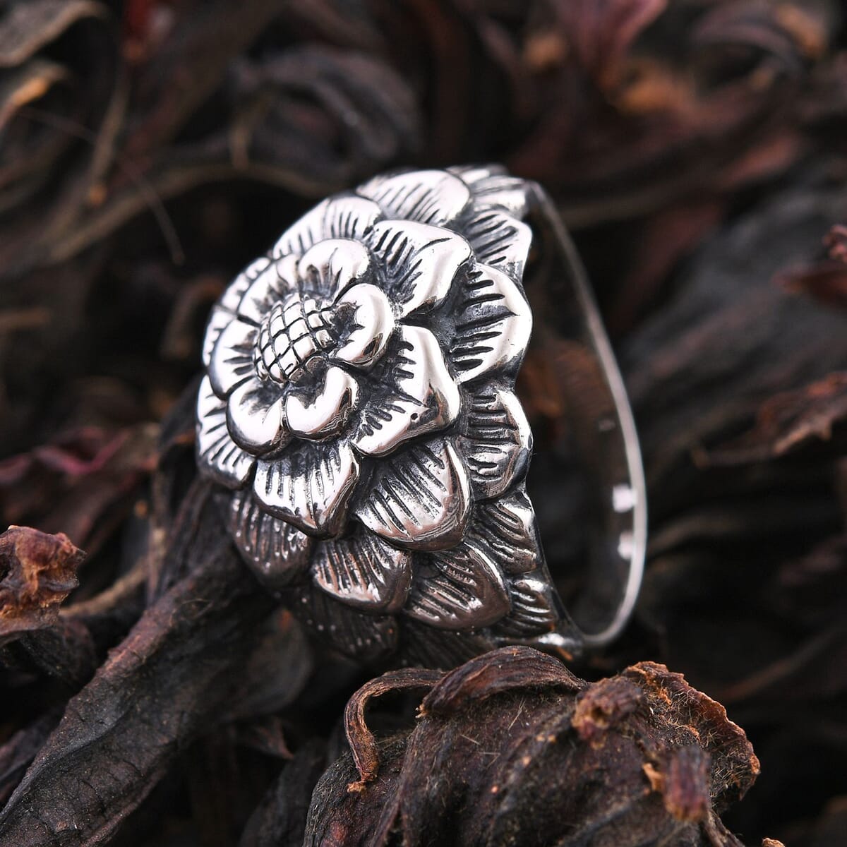 Bali Legacy Floral Ring in Sterling Silver (Size 7.0) 10.15 Grams image number 1