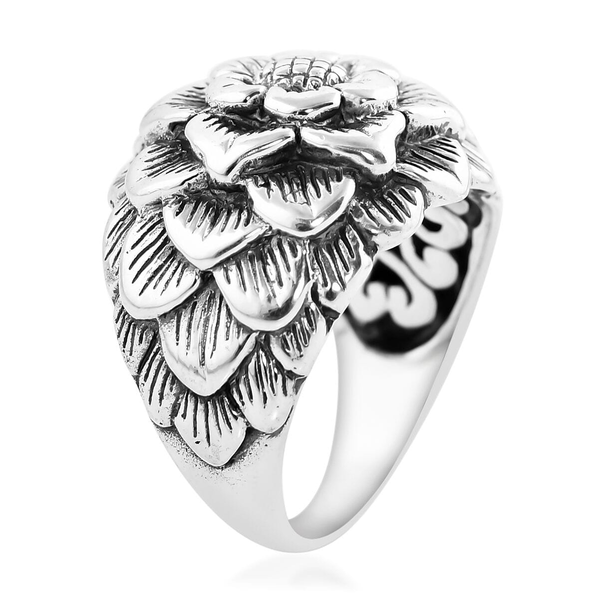 Bali Legacy Floral Ring in Sterling Silver (Size 7.0) 10.15 Grams image number 3