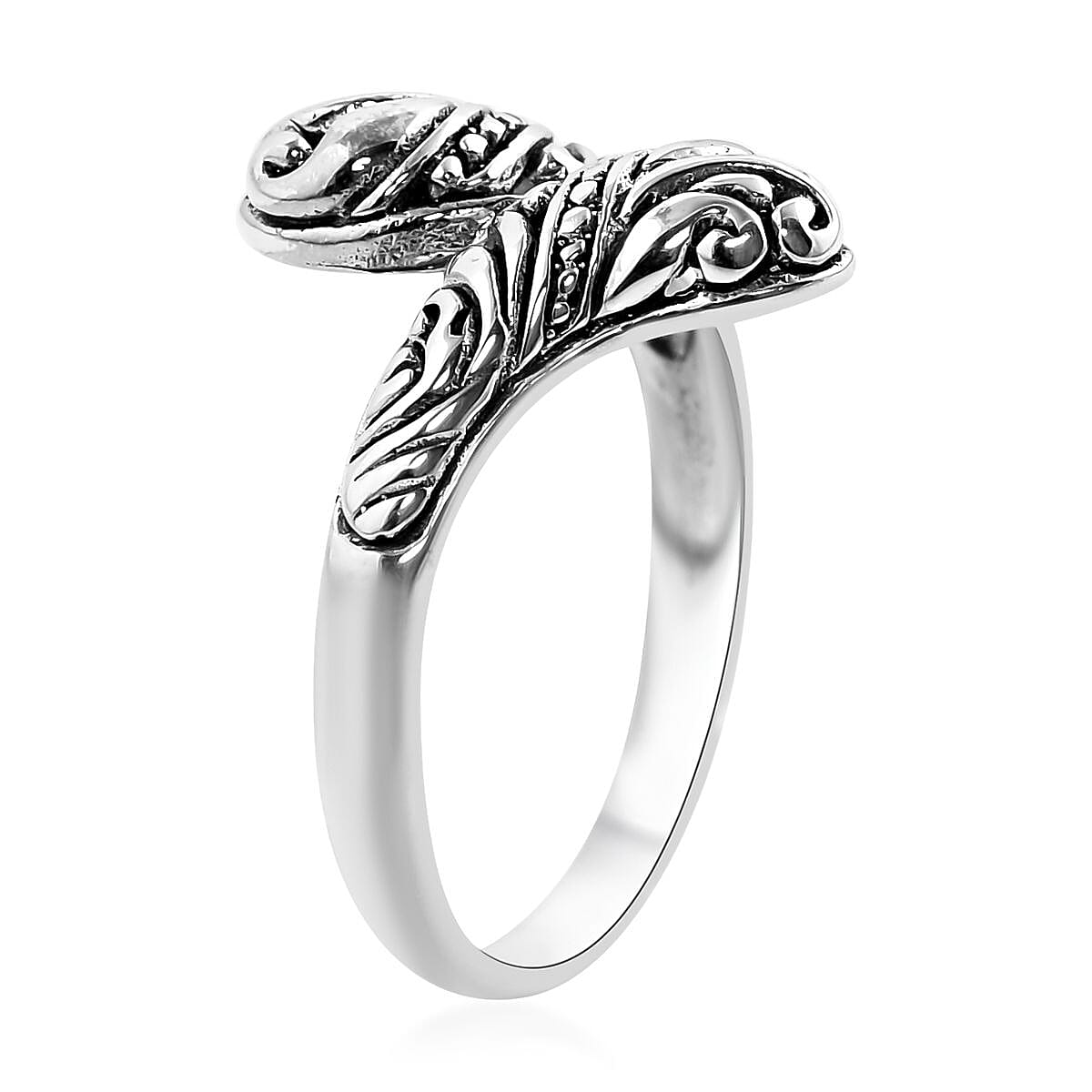 Bali Legacy Sterling Silver Bypass Ring (Size 8.0) 3.65 Grams image number 3