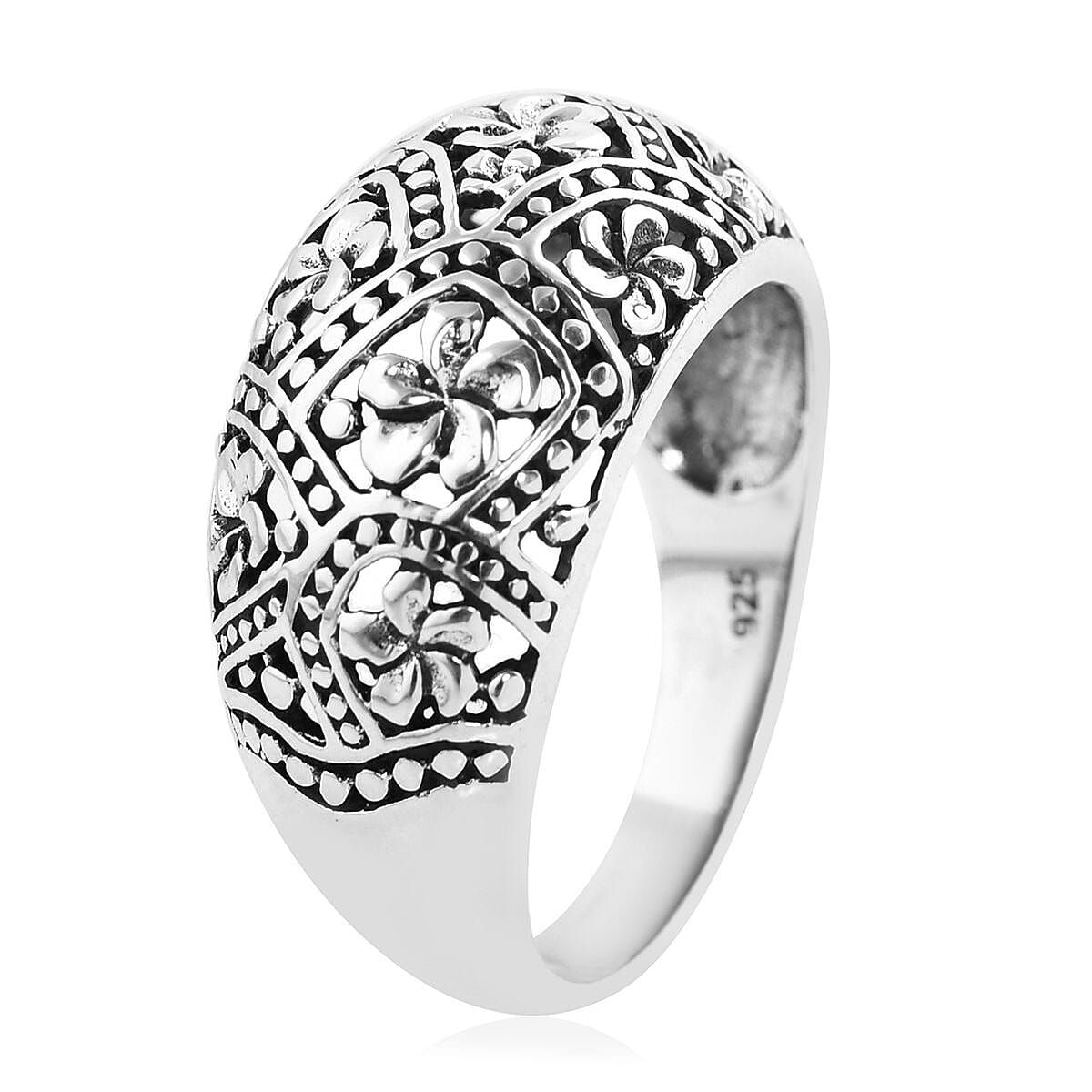 アクセサリー inorganic silver ring Sterling Silver Band Ring with Spiral Motifs Mexico
