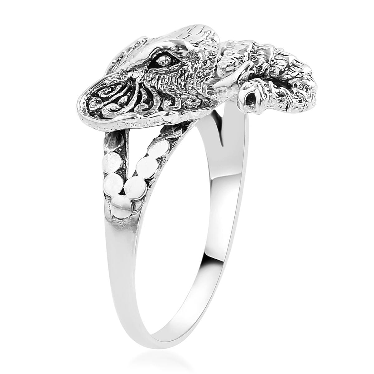 Bali Legacy Sterling Silver Elephant Head Ring (Size 10.0) 5.30 Grams image number 3