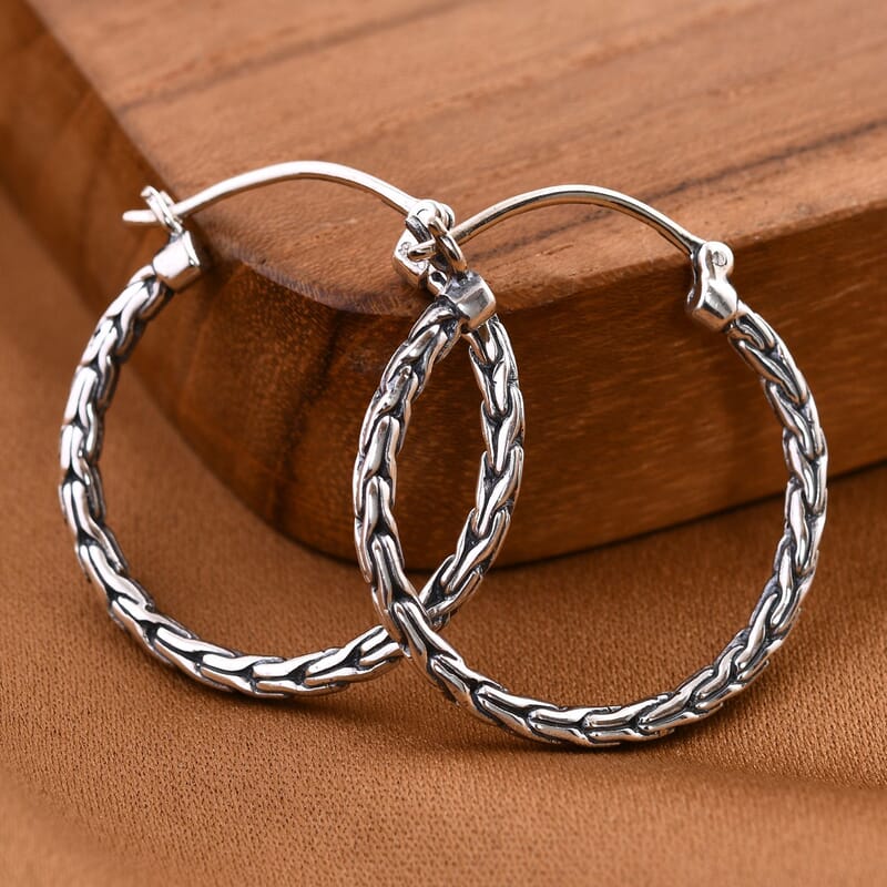 Bali Legacy Sterling Silver Hoop Earrings 6.40 Grams