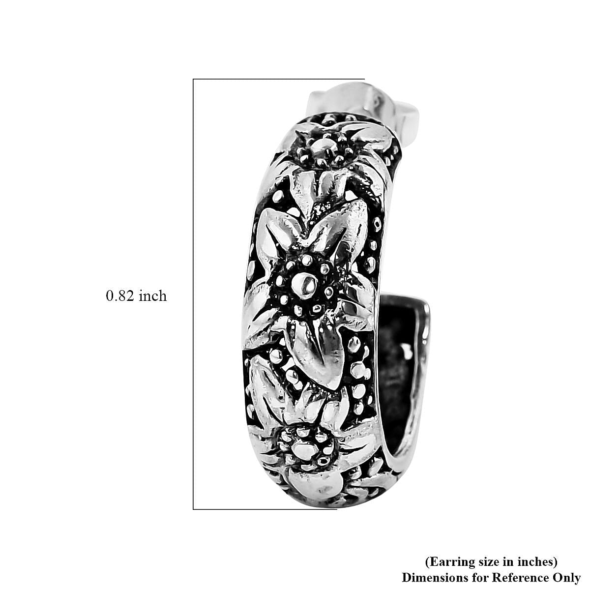 Bali Legacy Sterling Silver Floral Half Hoop Earrings 5.50 Grams image number 5
