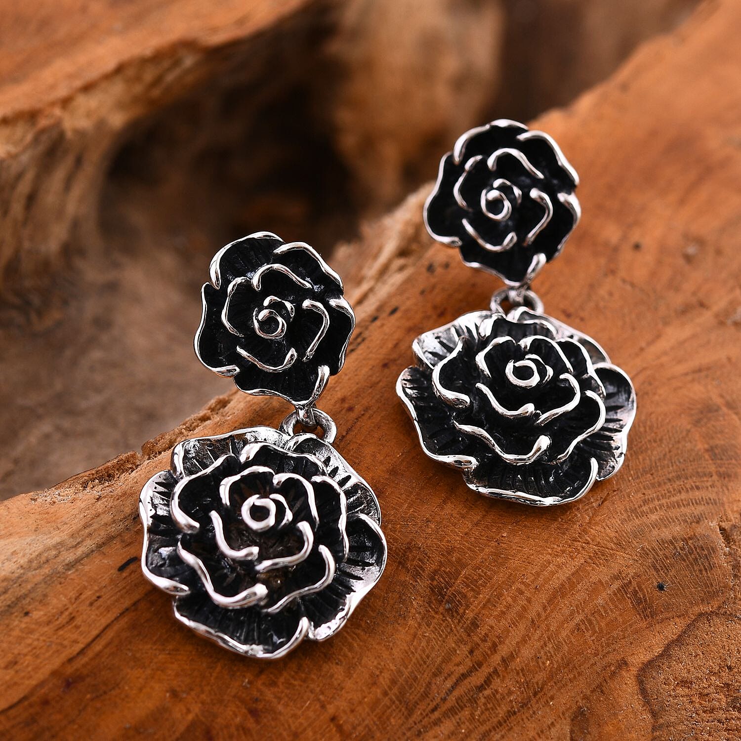 Bali Legacy Sterling Silver Flower Earrings 6.85 Grams