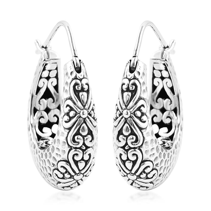 Bali Legacy Sterling Silver Hoop Earrings 10.65 Grams