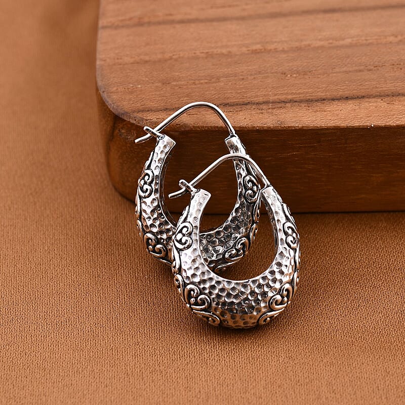 Bali Legacy Sterling Silver Hoop Earrings 10.65 Grams