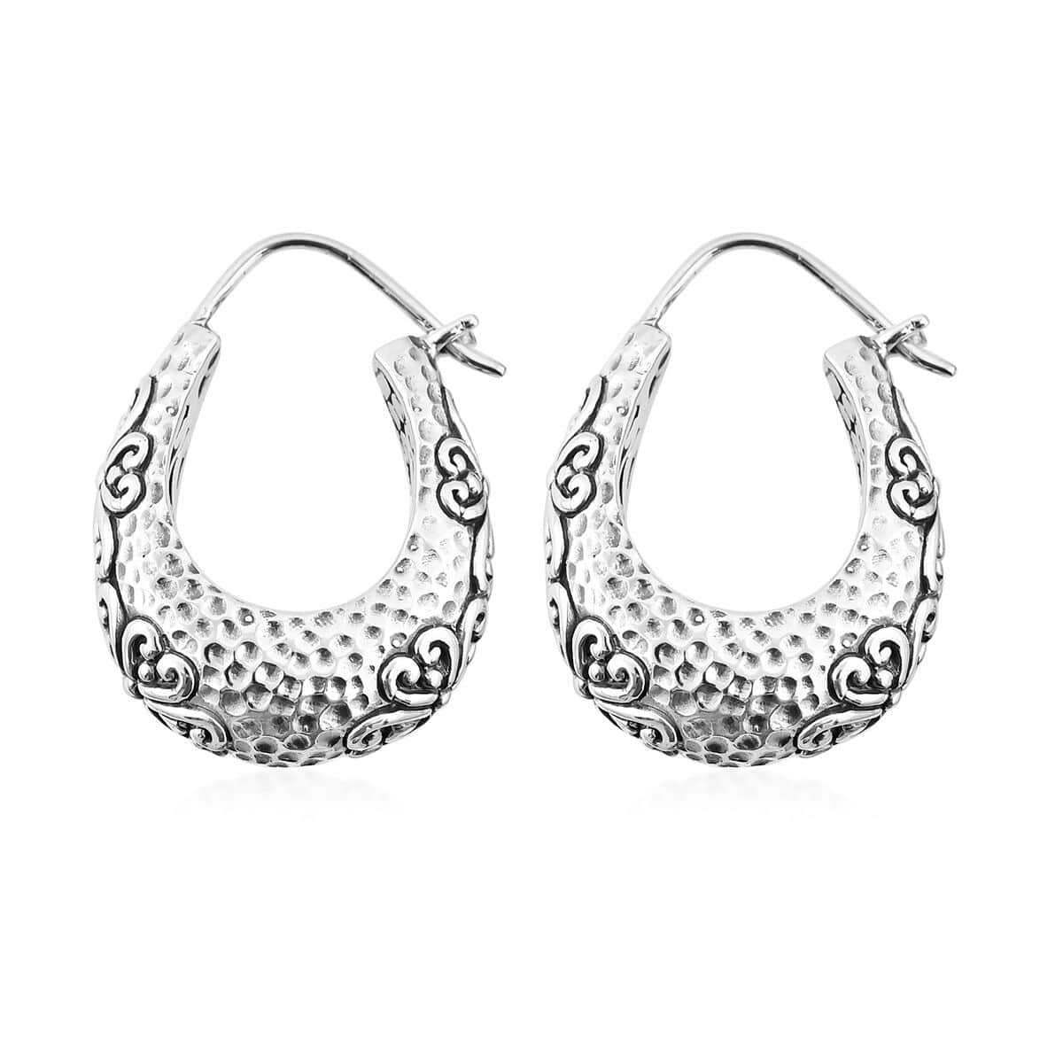 Bali Legacy Sterling Silver Hoop Earrings 10.65 Grams image number 3