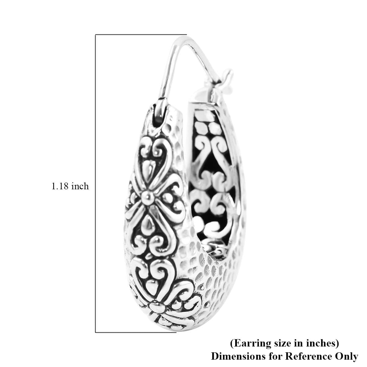 Bali Legacy Sterling Silver Hoop Earrings 10.65 Grams image number 4