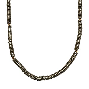 Pyrite Beaded Necklace 18-20 Inches in Vermeil Yellow Gold Over Sterling Silver 200.00 ctw