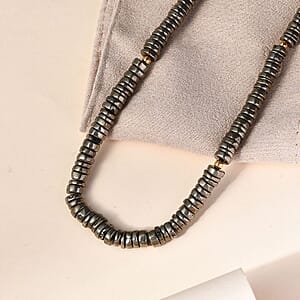 Pyrite Beaded Necklace 18-20 Inches in Vermeil Yellow Gold Over Sterling Silver 200.00 ctw