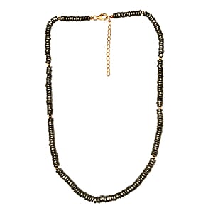 Pyrite Beaded Necklace 18-20 Inches in Vermeil Yellow Gold Over Sterling Silver 200.00 ctw