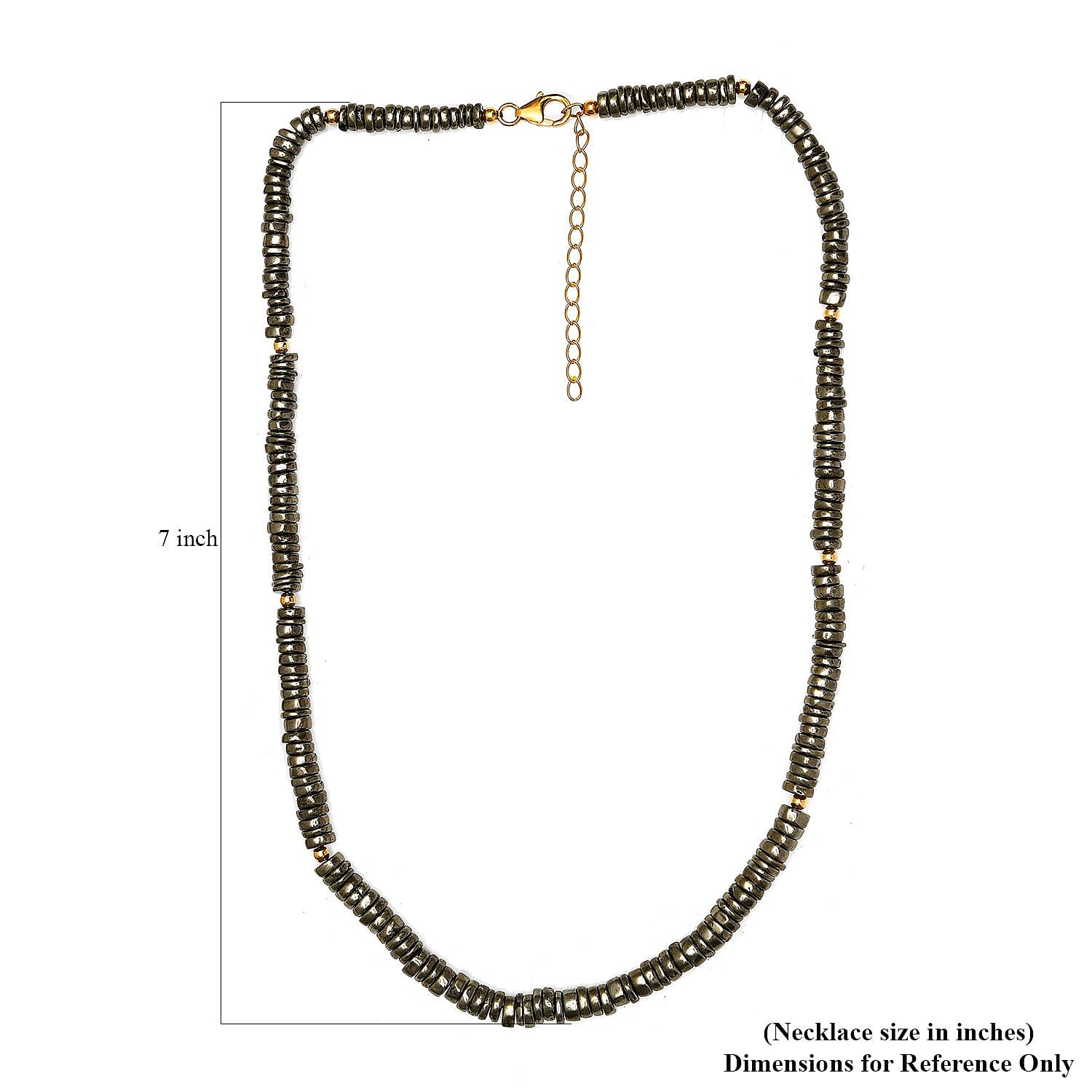 Pyrite Beaded Necklace 18-20 Inches in Vermeil Yellow Gold Over Sterling Silver 200.00 ctw
