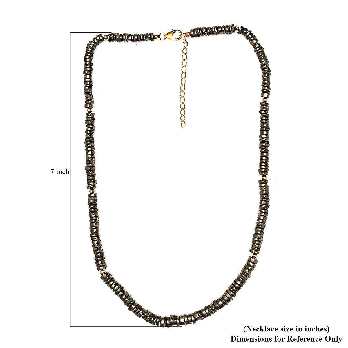 Pyrite Beaded Necklace 18-20 Inches in Vermeil Yellow Gold Over Sterling Silver 200.00 ctw image number 5