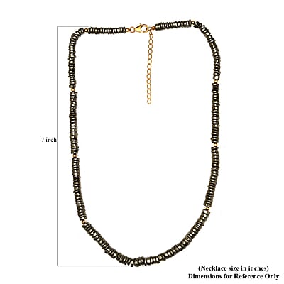 Pyrite Beaded Necklace 18-20 Inches in Vermeil Yellow Gold Over Sterling Silver 200.00 ctw