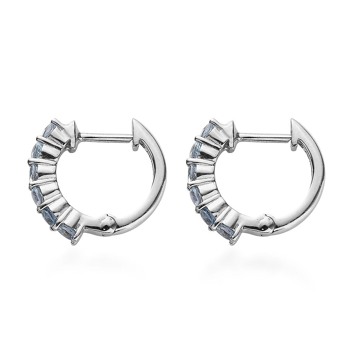 Santa Maria Aquamarine Hoop Earrings in Platinum Over Sterling Silver 0.75 ctw image number 3