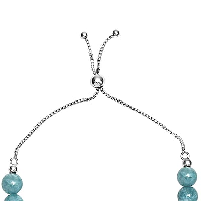 Milky Aquamarine Bolo Bracelet in Rhodium Over Sterling Silver (9.50 In) 57.00 ctw