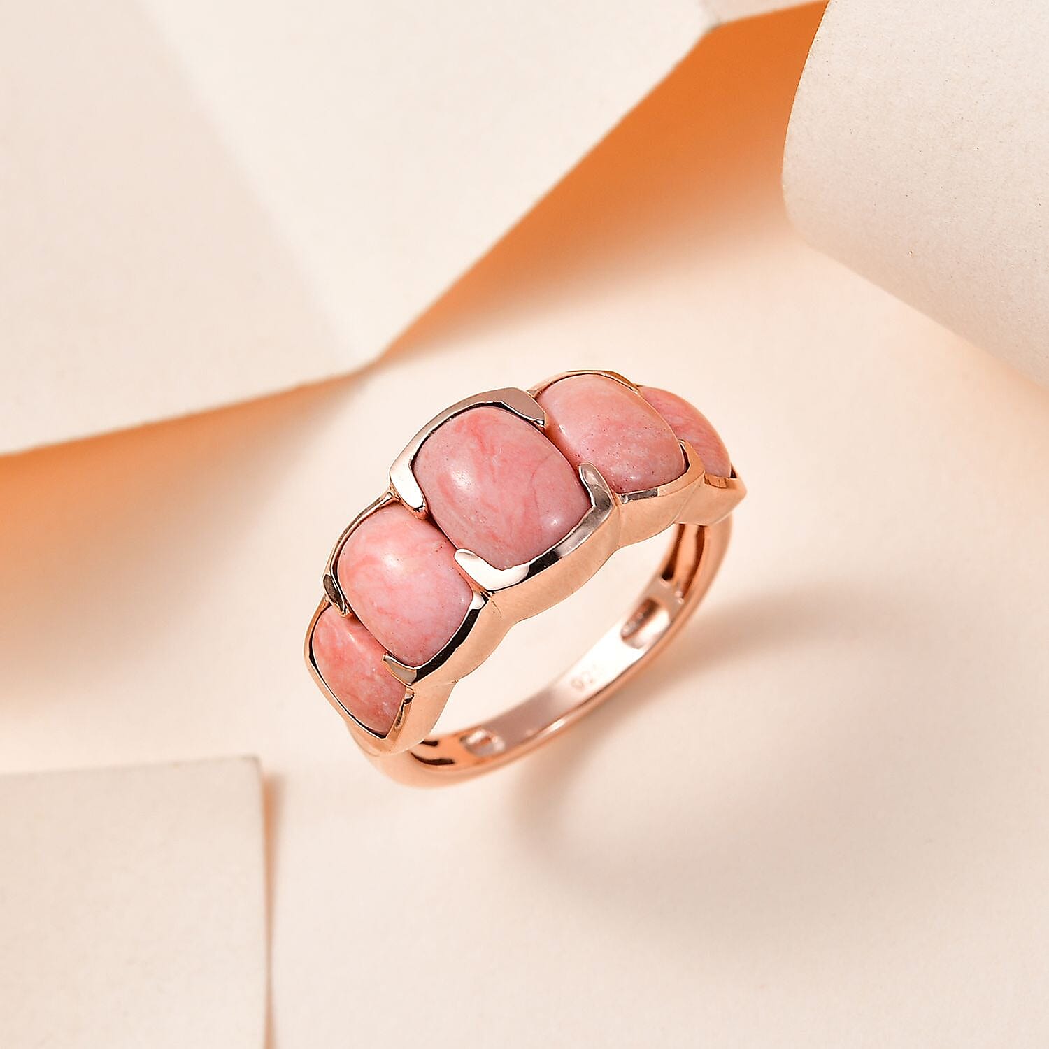 Oregon Sunrise Peach Opal 3.00 ctw Ring in Vermeil Rose Gold Over Sterling Silver (Size 5.5)