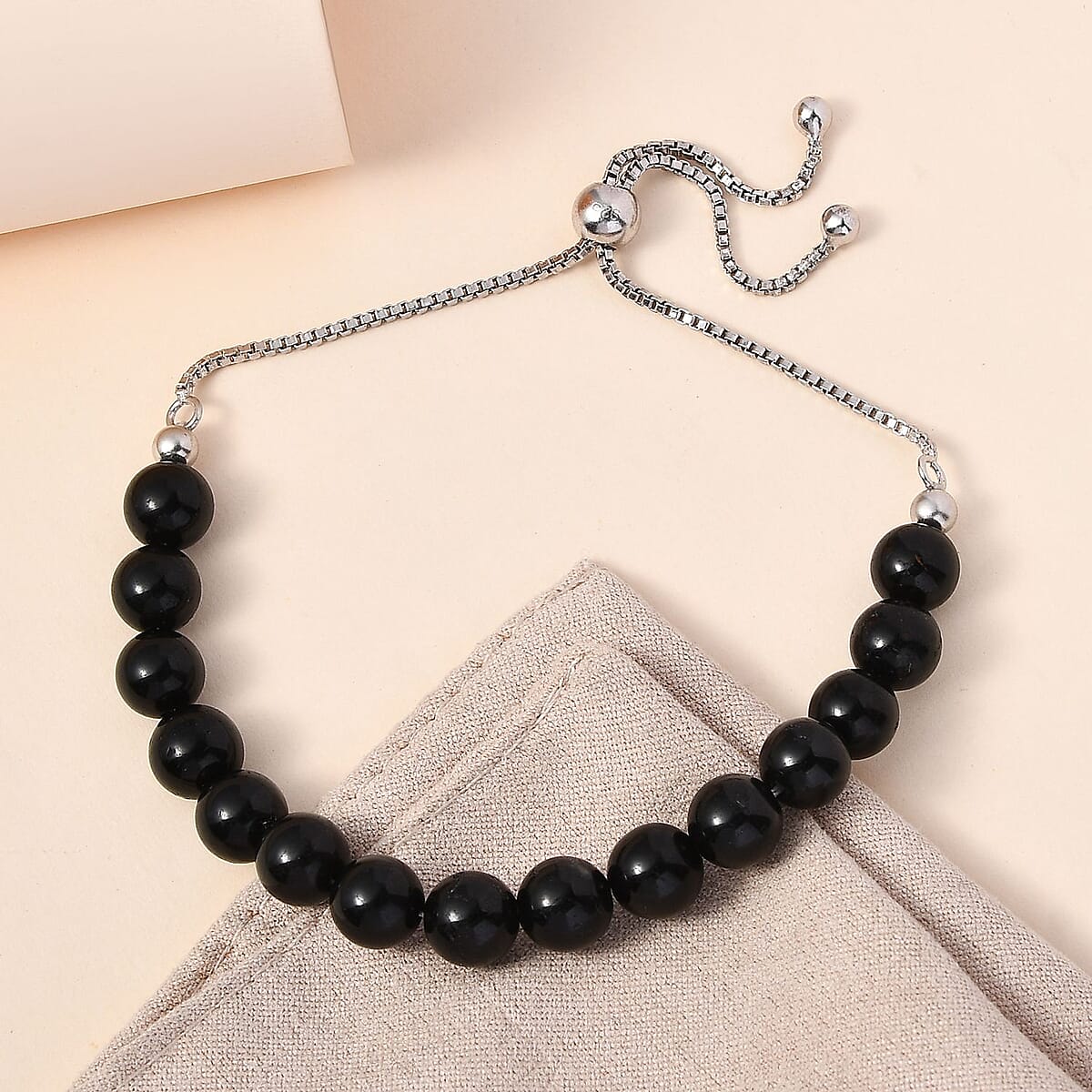 Shungite Bolo Bracelet in Rhodium Over Sterling Silver (9.50 In) 57.10 ctw image number 1