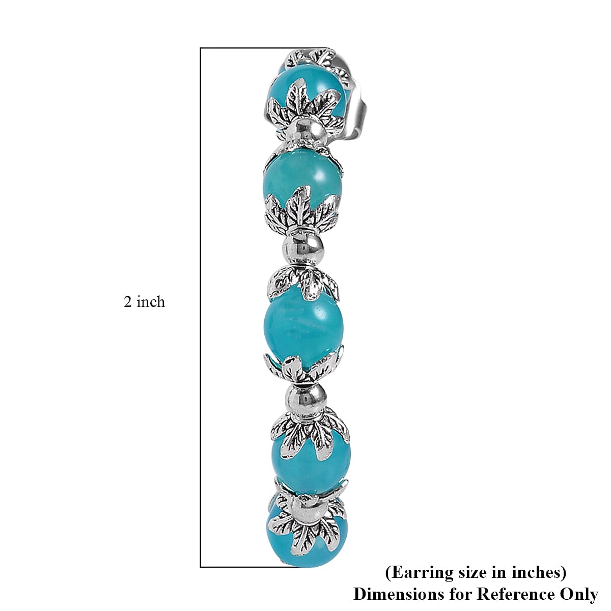 Amazonite Half Hoop Earrings in Silvertone 54.50 ctw