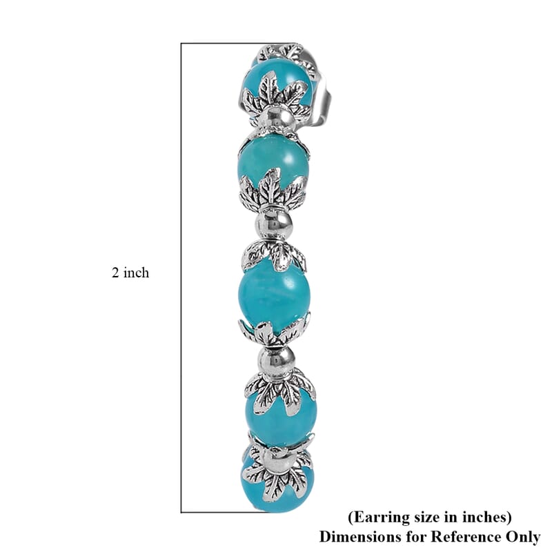 Amazonite Half Hoop Earrings in Silvertone 54.50 ctw
