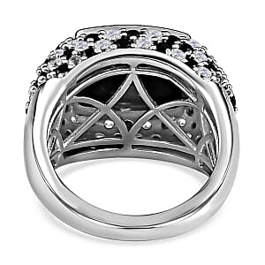 Thai Black Spinel and Thai Black Spinel 10.89 ctw Ring in Platinum Over Sterling Silver (Size 6.5)