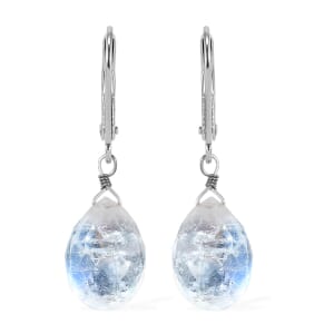 Kuisa Rainbow Moonstone Earrings in Rhodium Over Sterling Silver 9.00 ctw