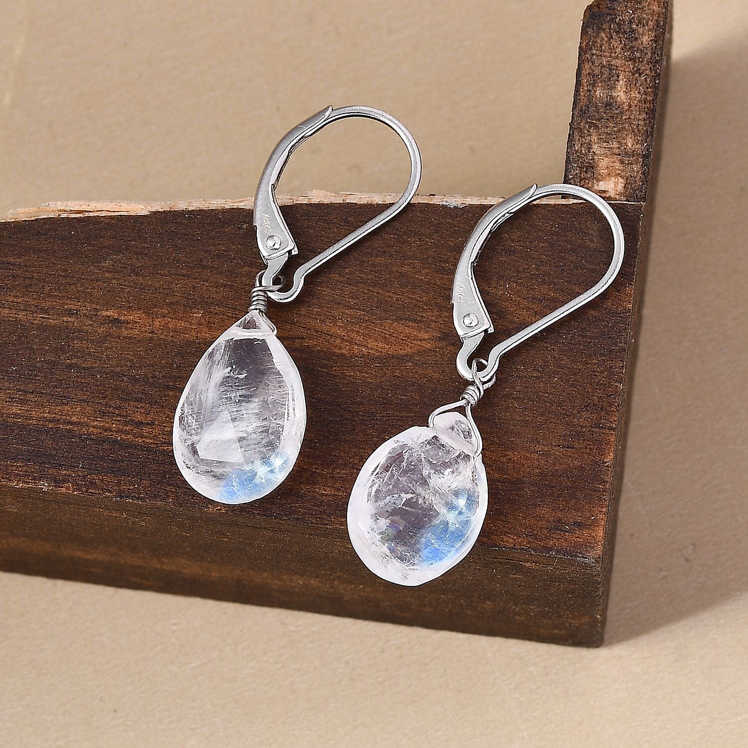 Kuisa Rainbow Moonstone Earrings in Rhodium Over Sterling Silver 9.00 ctw