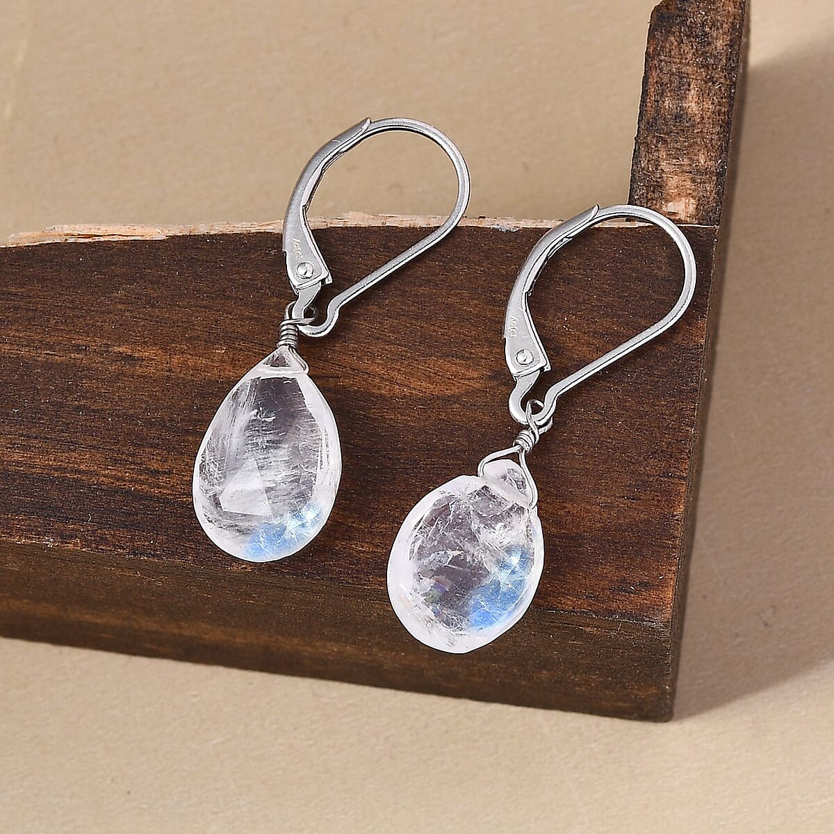Kuisa Rainbow Moonstone Earrings in Rhodium Over Sterling Silver 9.00 ctw image number 1