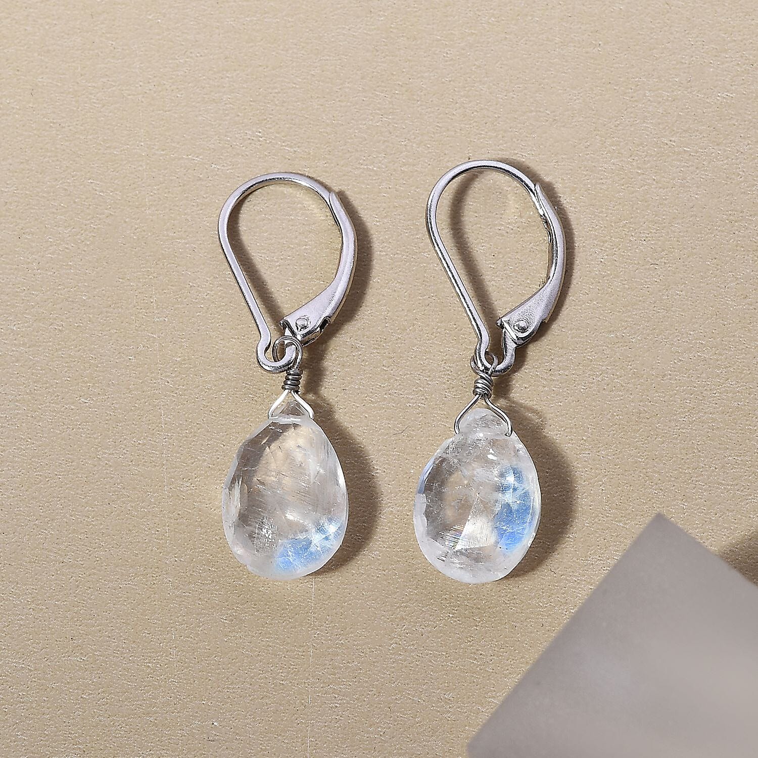 Kuisa Rainbow Moonstone Earrings in Rhodium Over Sterling Silver 9.00 ctw