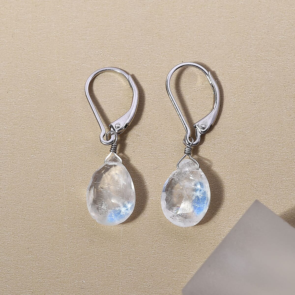 Kuisa Rainbow Moonstone Earrings in Rhodium Over Sterling Silver 9.00 ctw image number 2