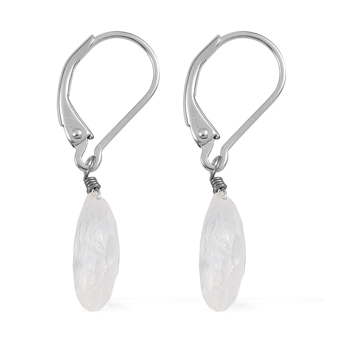 Kuisa Rainbow Moonstone Earrings in Rhodium Over Sterling Silver 9.00 ctw