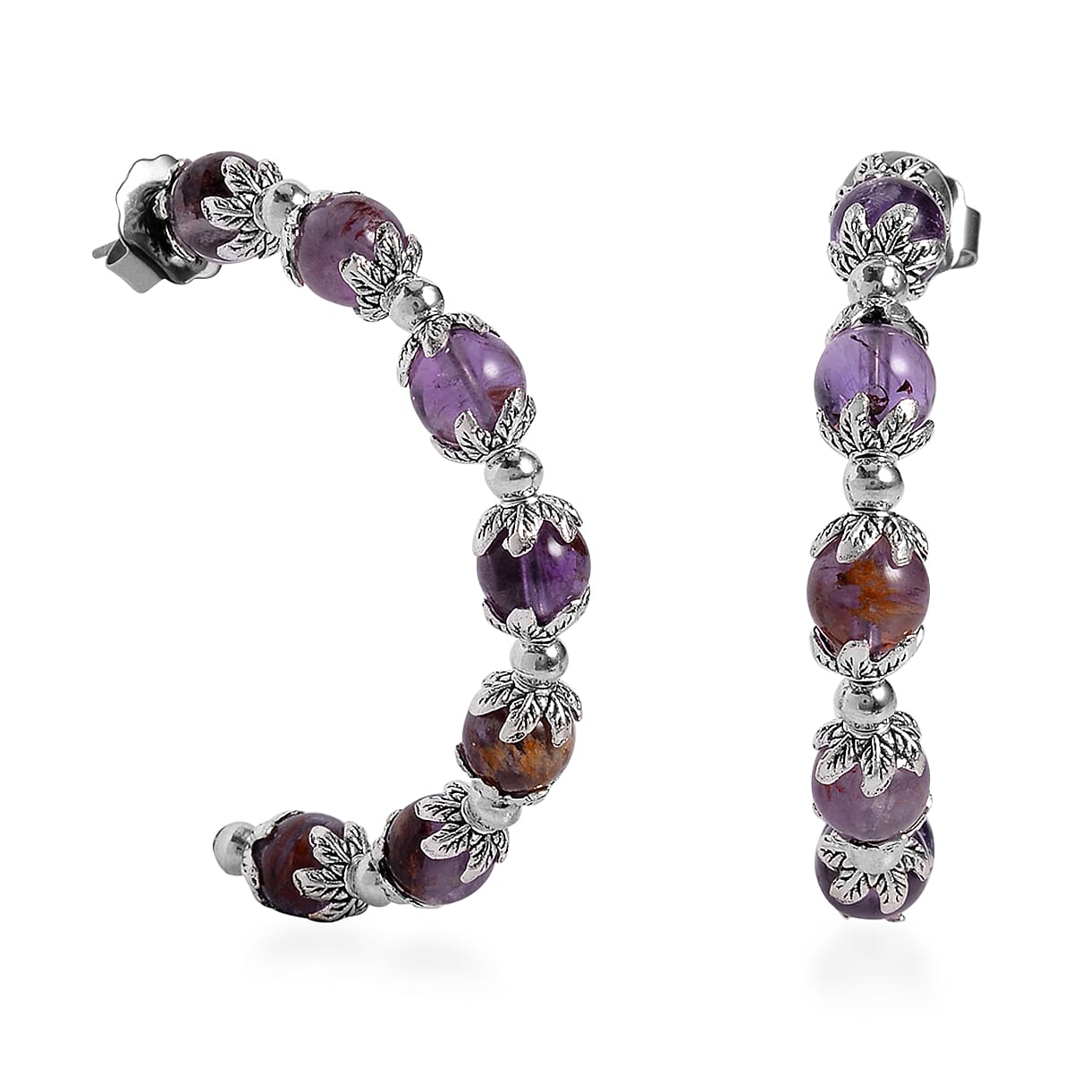 Cacoxenite Half Hoop Earrings in Silvertone 54.50 ctw image number 0