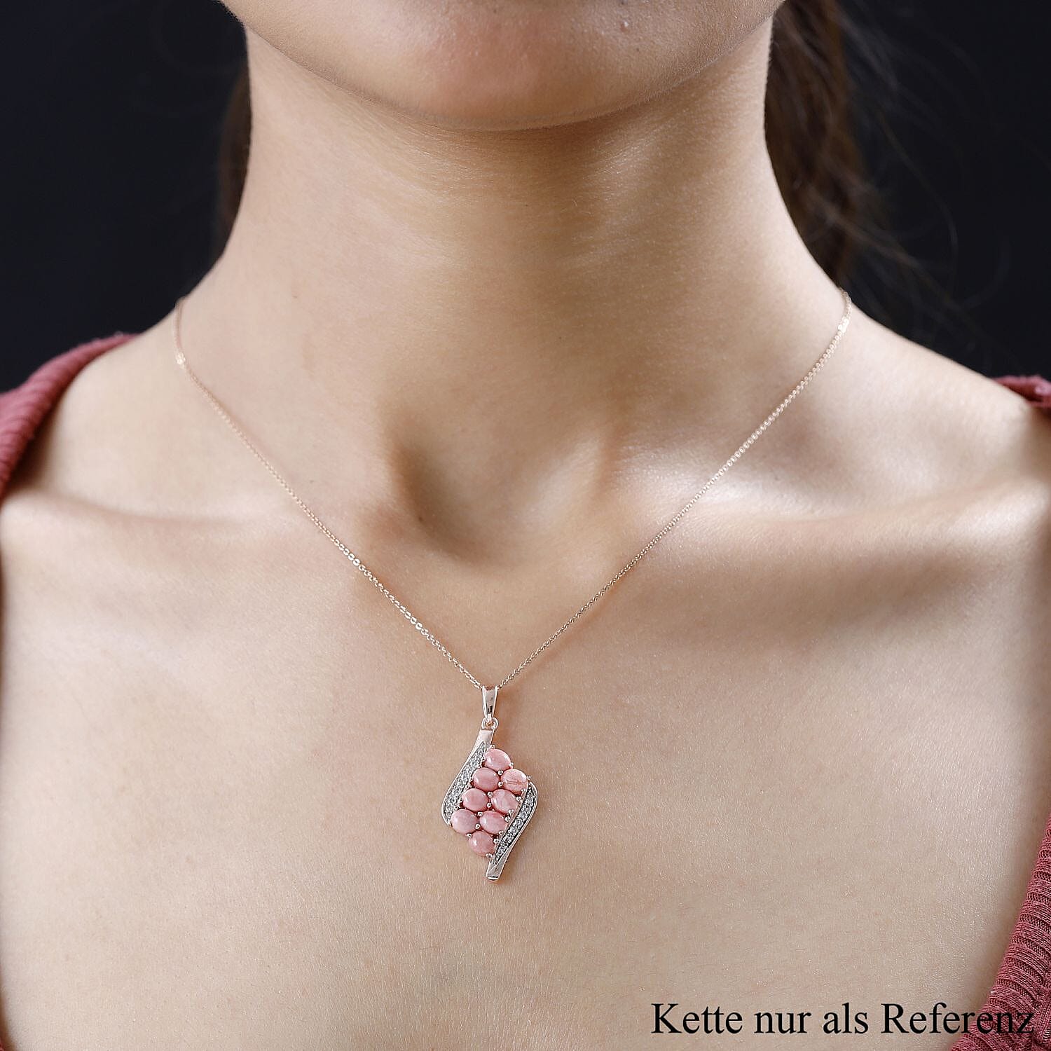 Oregon Sunrise Peach Opal and White Zircon 2.14 ctw Pendant in 18K Vermeil Rose Gold Over Sterling Silver