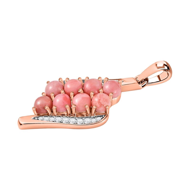 Oregon Sunrise Peach Opal and White Zircon 2.14 ctw Pendant in 18K Vermeil Rose Gold Over Sterling Silver