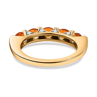 Jalisco Fire Opal and White Zircon 0.70 ctw Ring in Vermeil Yellow Gold Over Sterling Silver (Size 9.0)