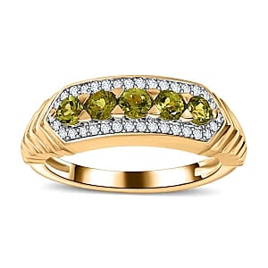 Calabar Tourmaline and White Zircon 0.89 ctw Ring in Vermeil Yellow Gold Over Sterling Silver (Size 10)