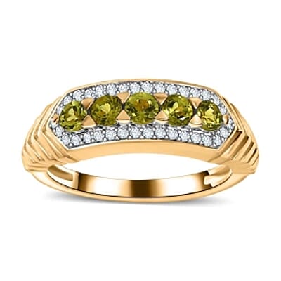 Calabar Tourmaline and White Zircon 0.89 ctw Ring in Vermeil Yellow Gold Over Sterling Silver (Size 10)
